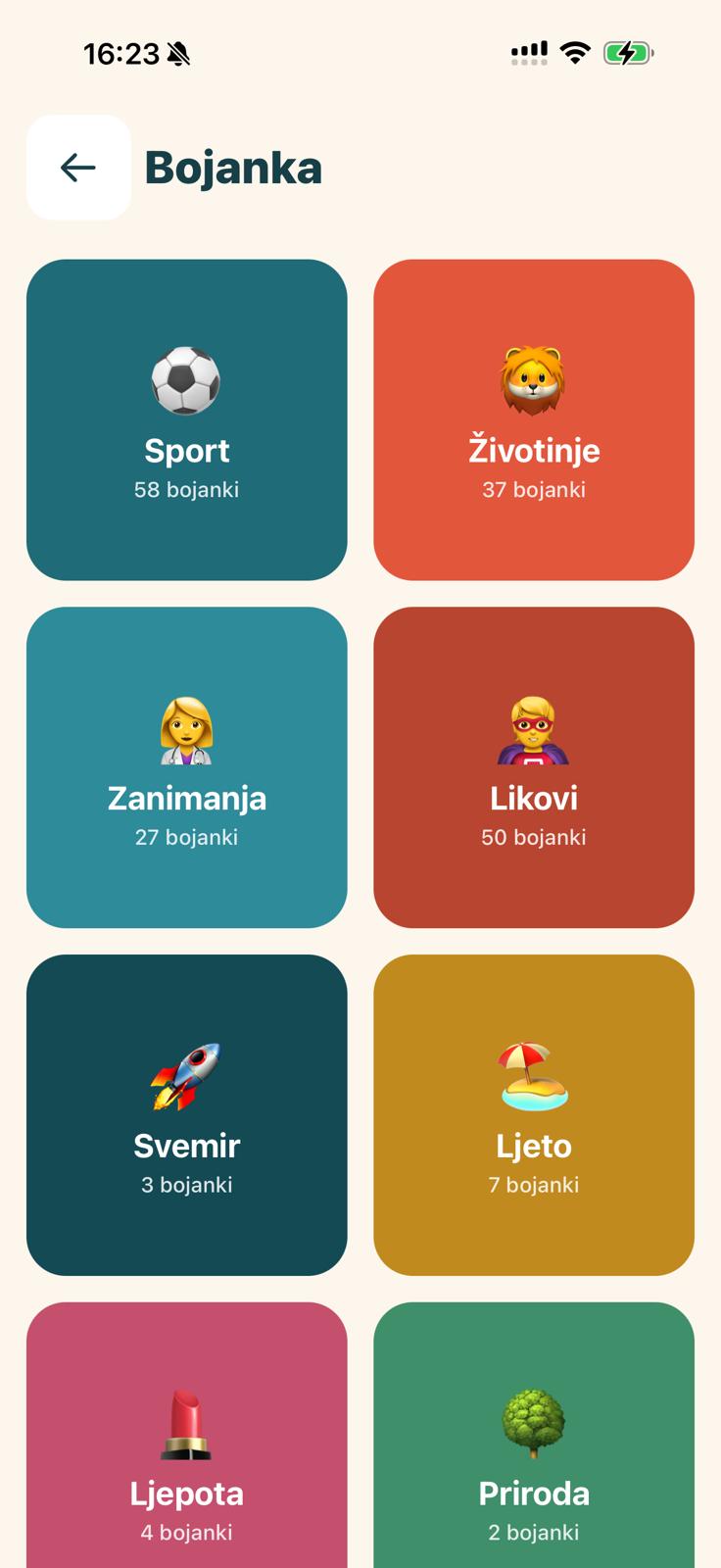 Kategorije bojanki u Igraoni